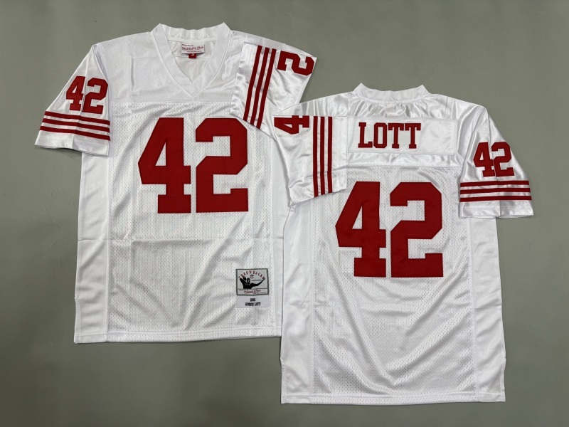 Men 2025 San Francisco 49ers #42 Lott white Throwback Limited NFL Jersey style 001